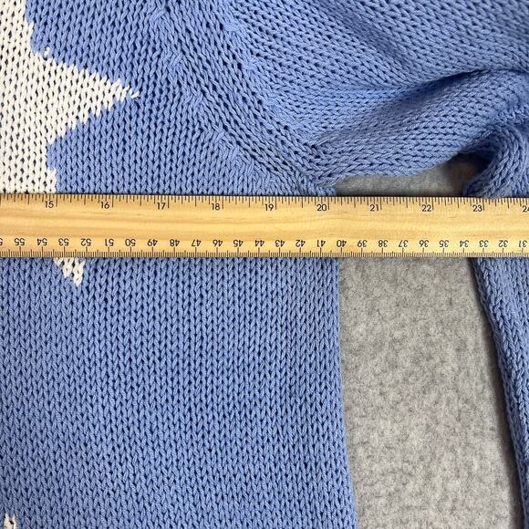 Wooden Ships Blue Star V Neck Long Sleeve Knit Sweater Size M/L - Picture 6 of 9